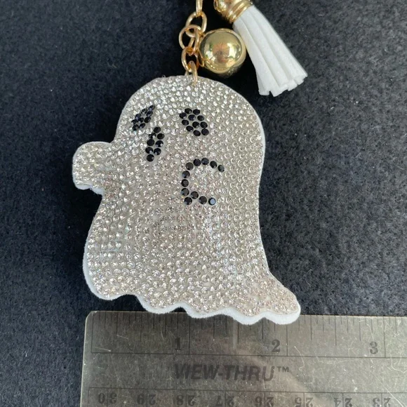 Keychain Or Pocketbook Charm. Ghost Design With Sparkling Bling. NWT - Picture 6 of 6